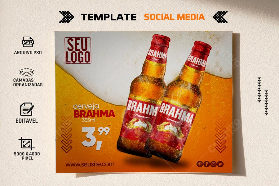 Post para Redes Sociais para Promoção de Cerveja Brahma PSD Editável