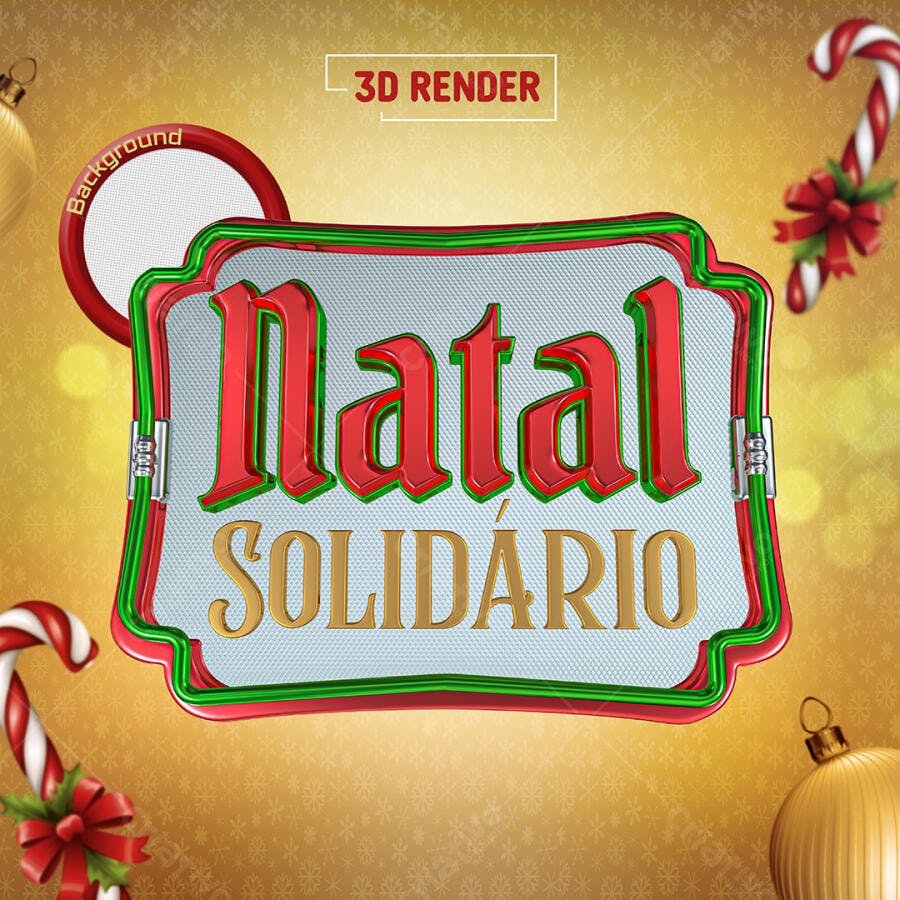 Letreiro 3D Natal Solidário PSD Editável