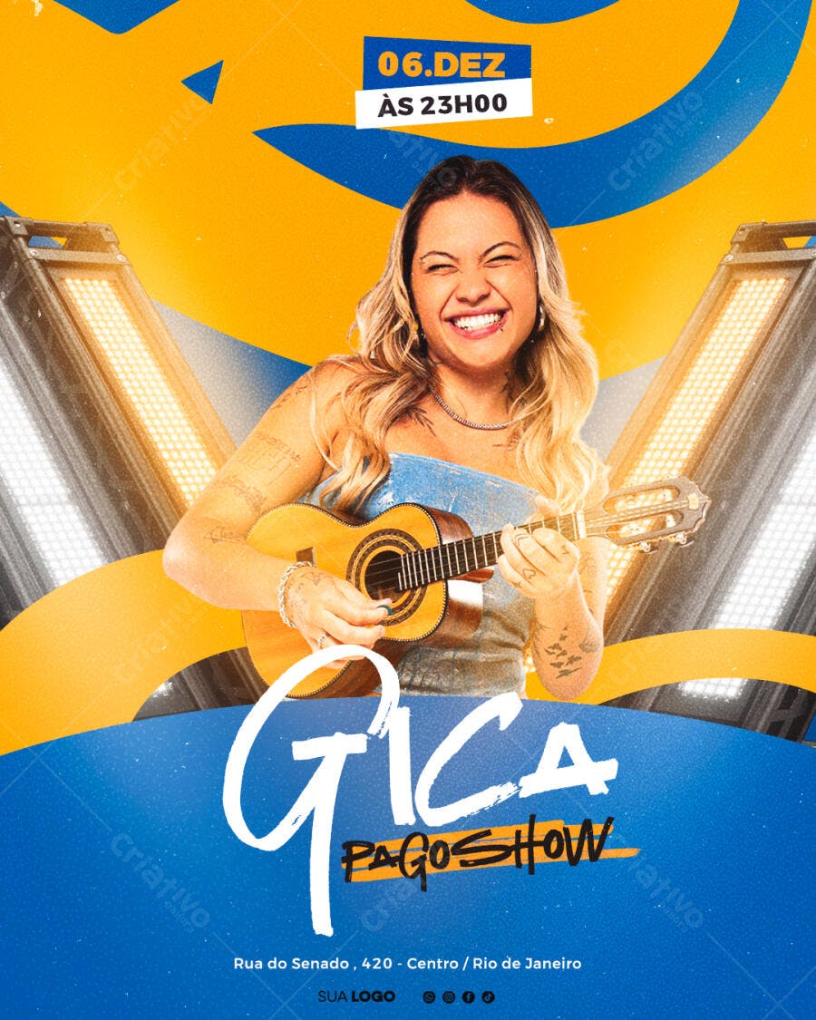 Flyer de Show Gica Pagoshow 06 Dezembro Rio PSD Editável
