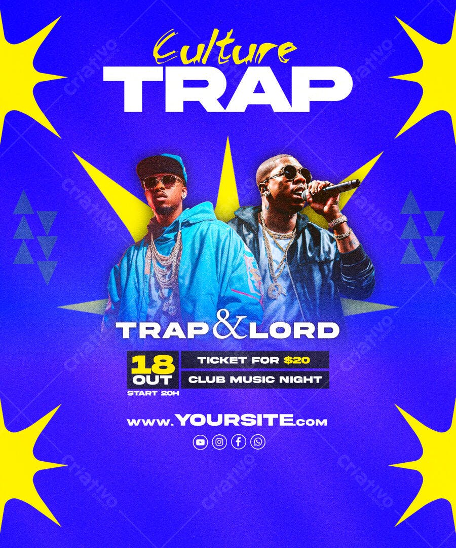 Flyer para Noite de Clube Culture Trap PSD Editável