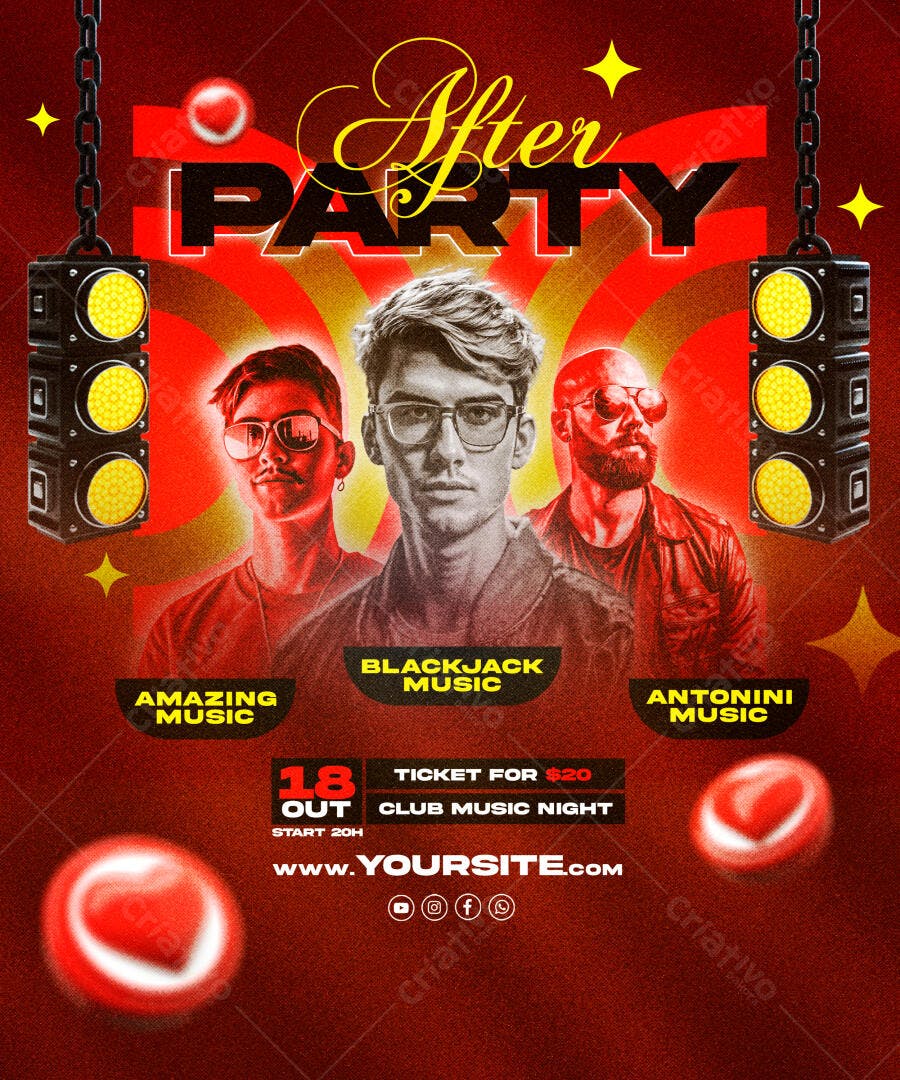 Flyer After Party Club Music Night DJS PSD Editável