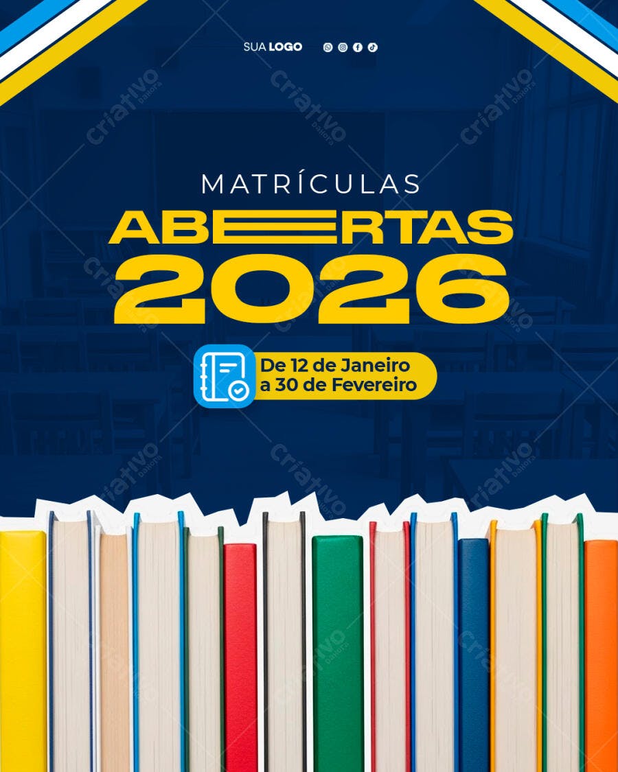 Flyer Matrículas Abertas 2026 PSD Editável