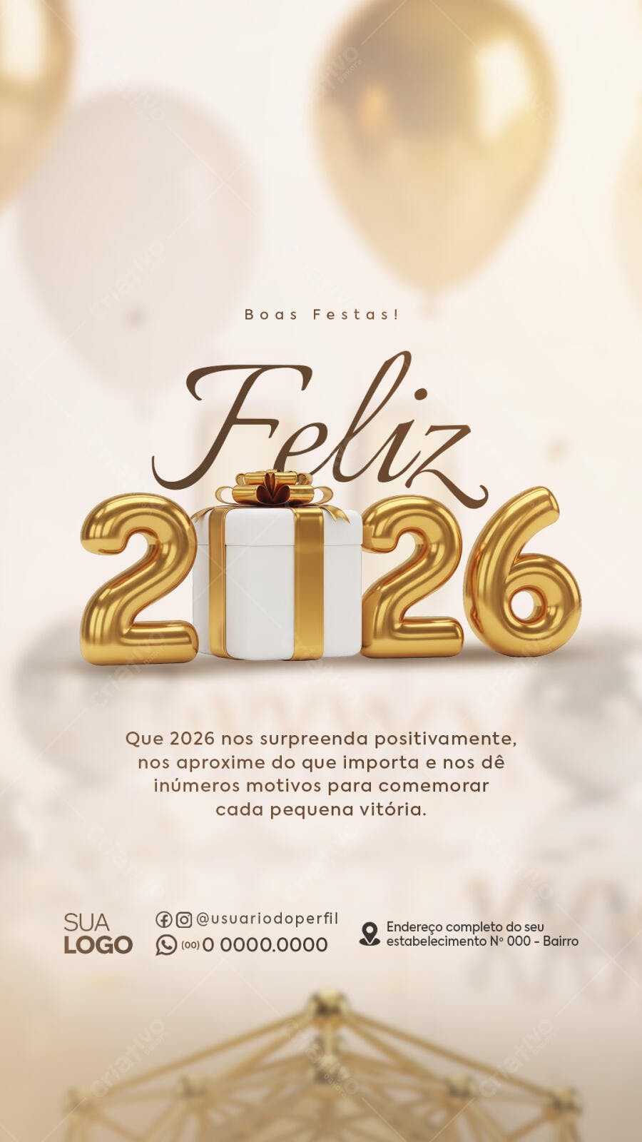 Flyer Ano Novo 2026 Dourado Festivo PSD Editável