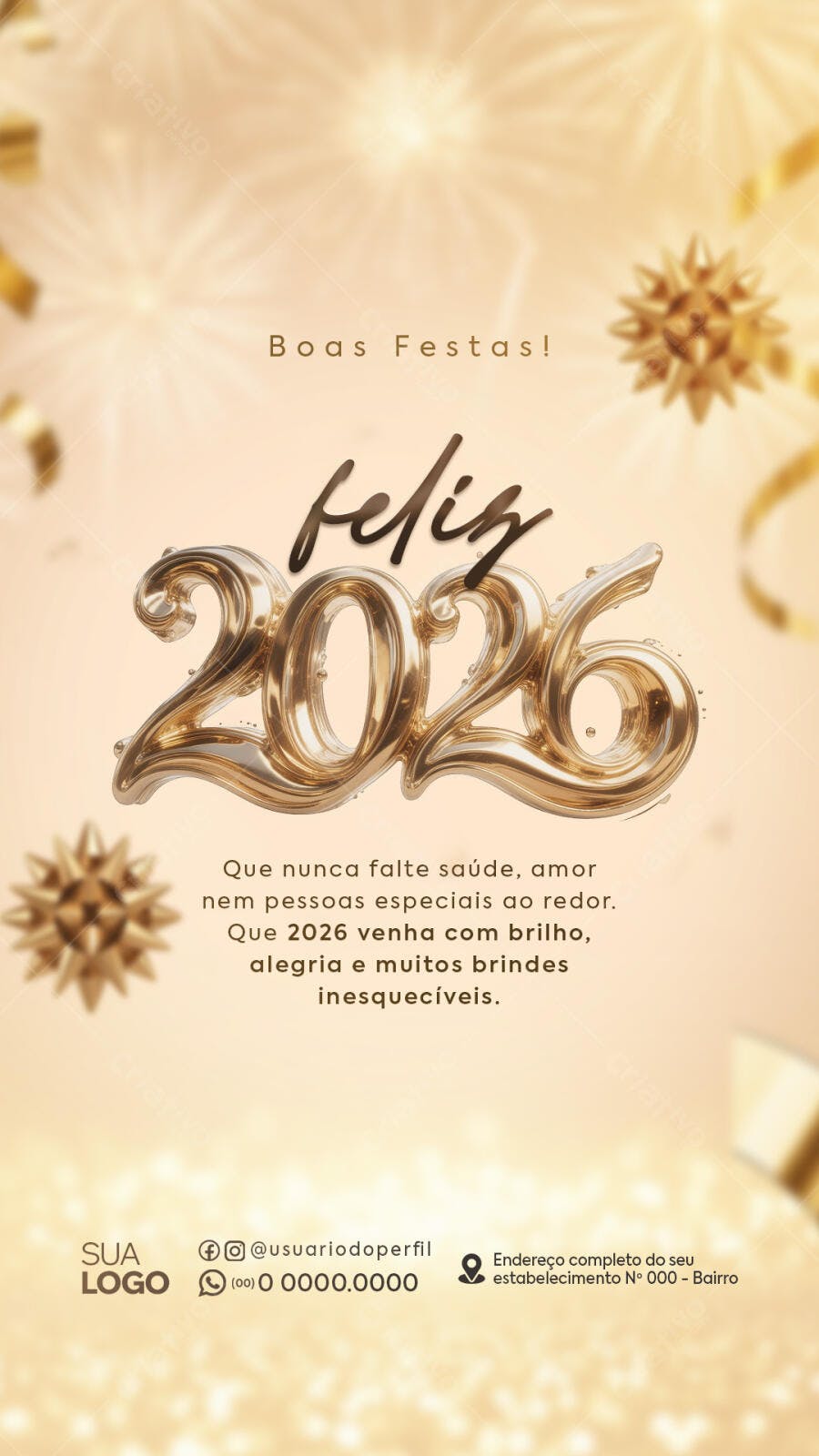 Story de Ano Novo feliz 2026 Boas Festas PSD Editável