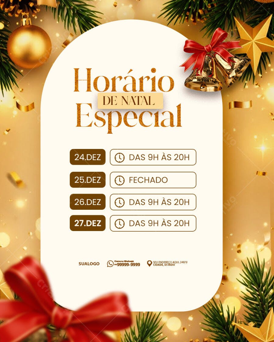 Flyer Horário de Natal Especial PSD Editável