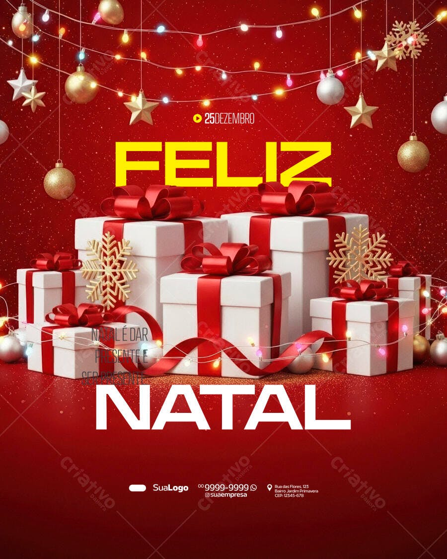Flyer Feliz Natal 25 de Dezembro PSD Editável