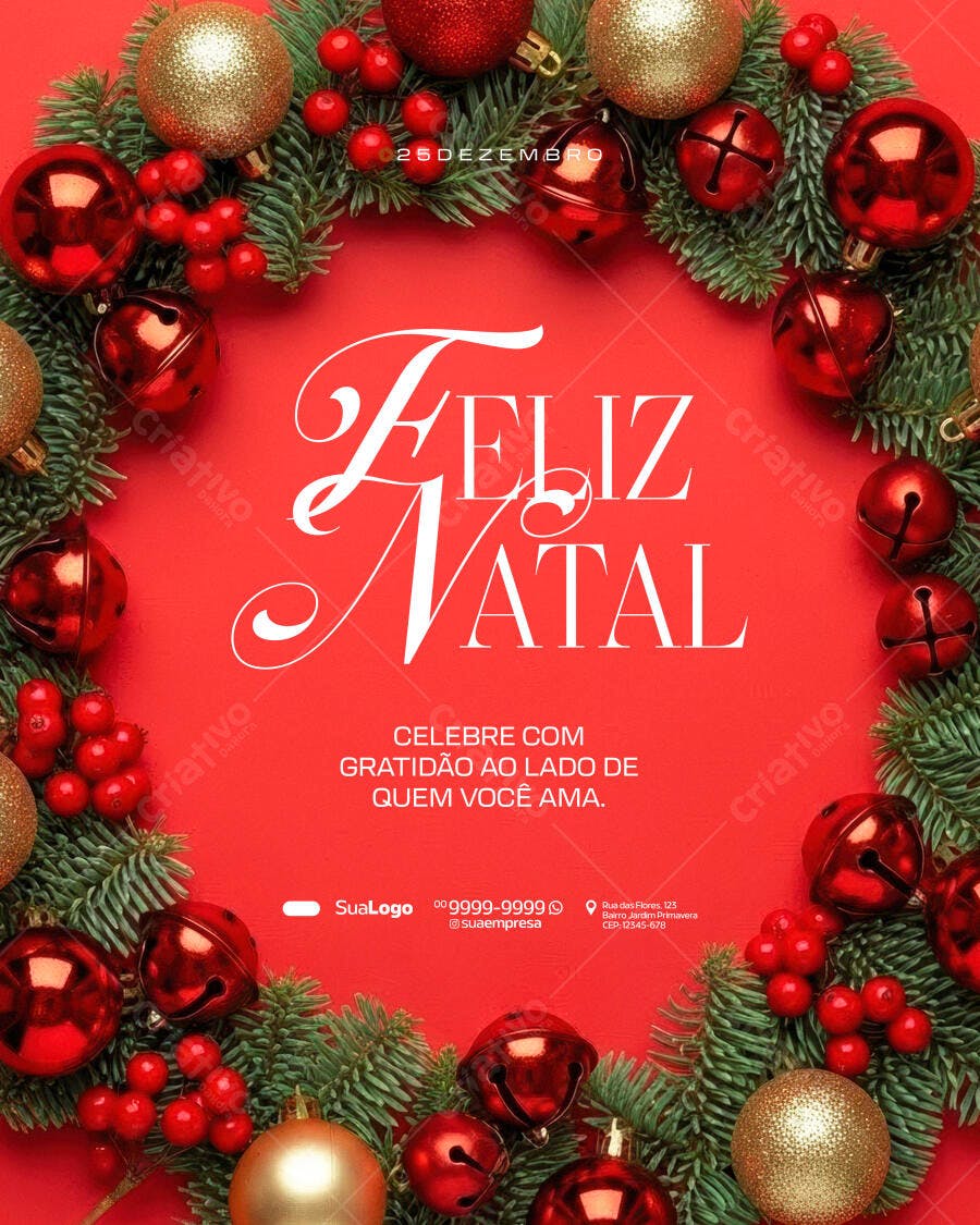 Post para Redes Sociais de Feliz Natal PSD Editável