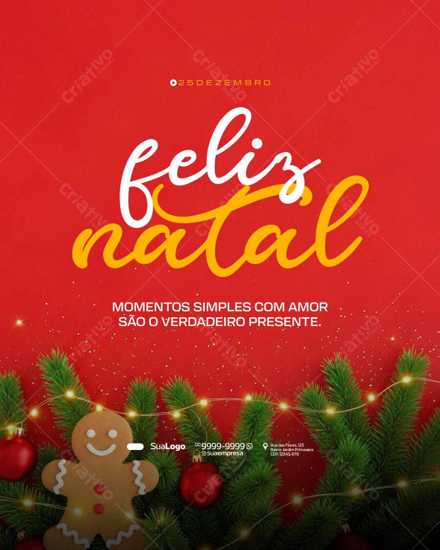 Flyer Feliz Natal 25 Dezembro PSD Editável