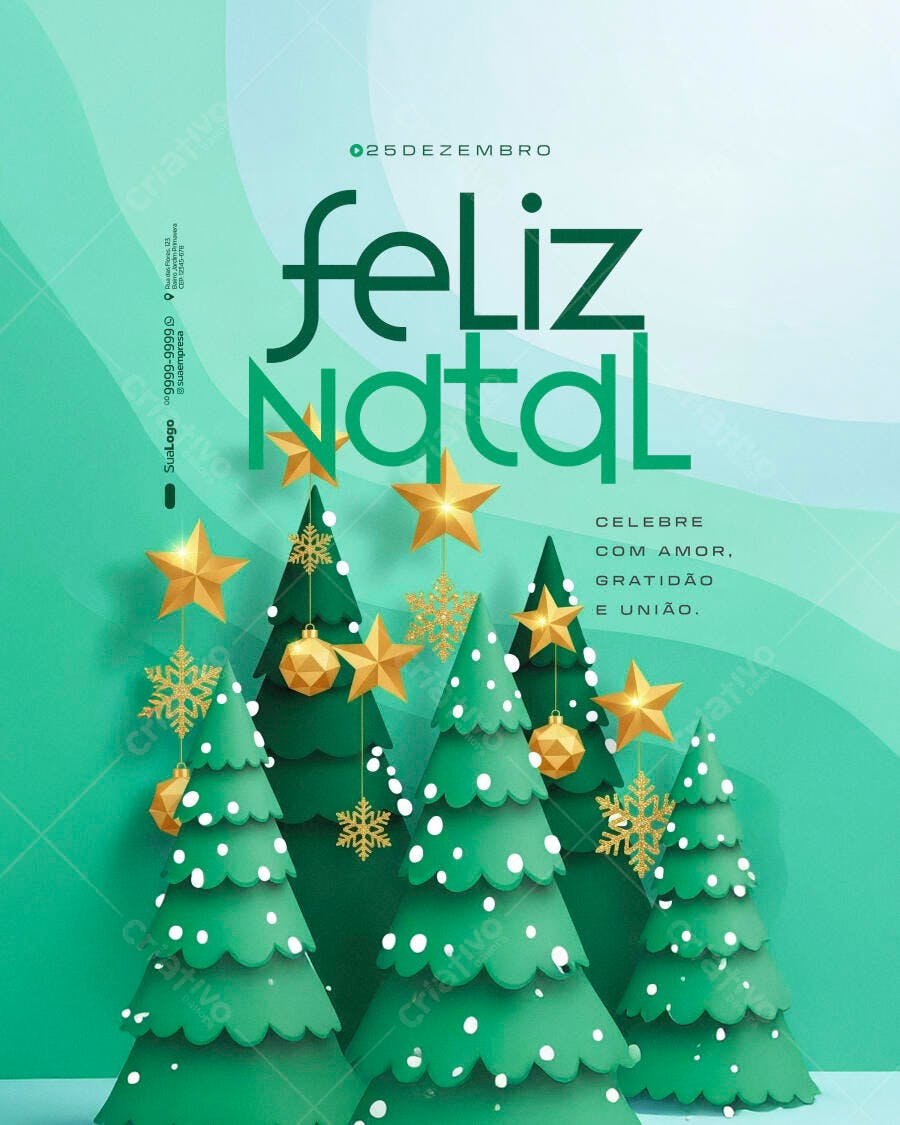 Flyer para Feliz Natal 25 de Dezembro PSD Editável