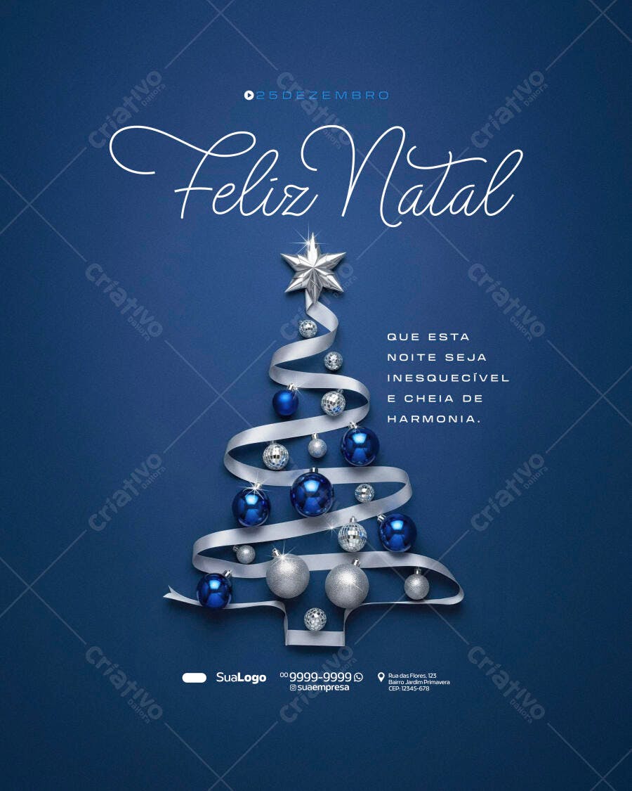 Flyer Feliz Natal 25 de Dezembro PSD Editável