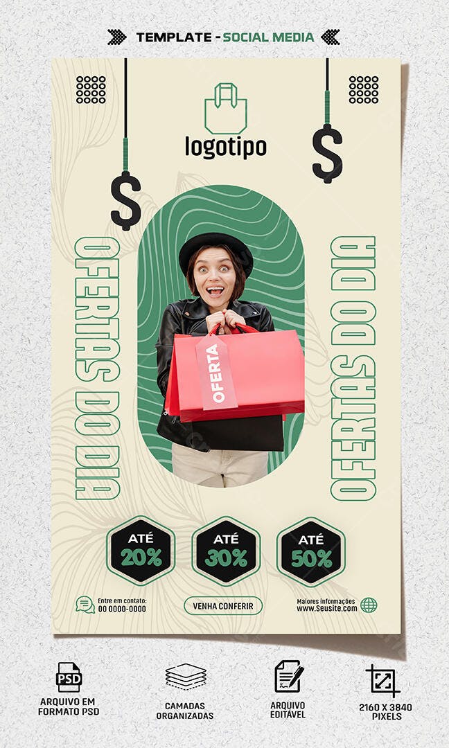 Flyer Social Media Ofertas do Dia PSD Editável