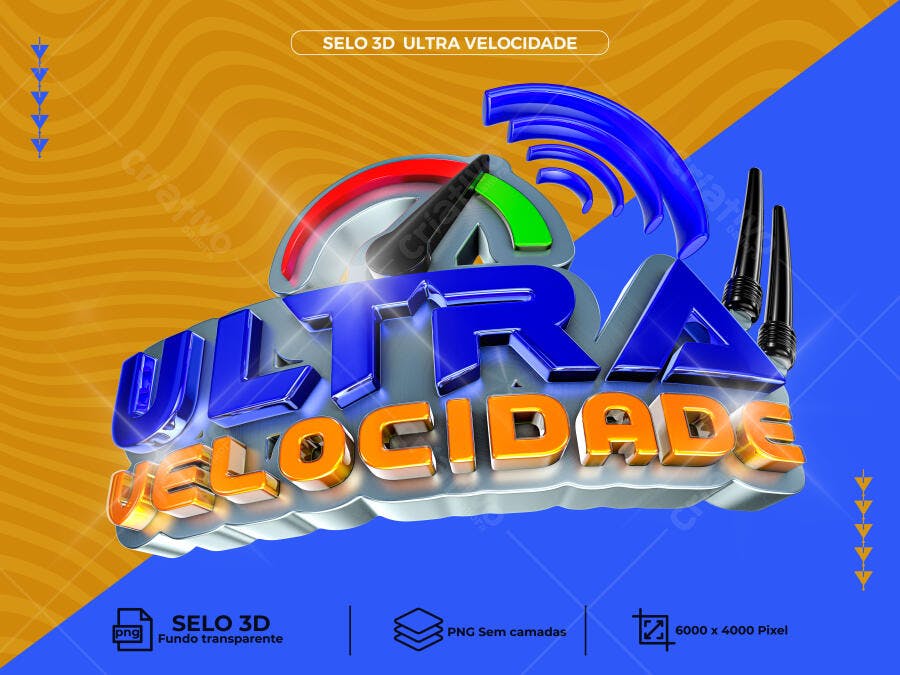 Selo 3D Ultra Velocidade PSD Editável
