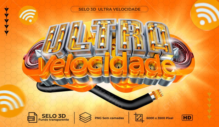Selo 3D para Internet Ultra Velocidade PSD Editável