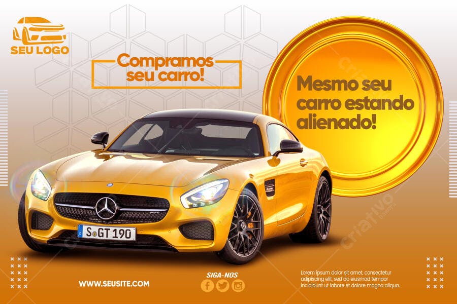 Post Social Media para Compra de Carros PSD Editável