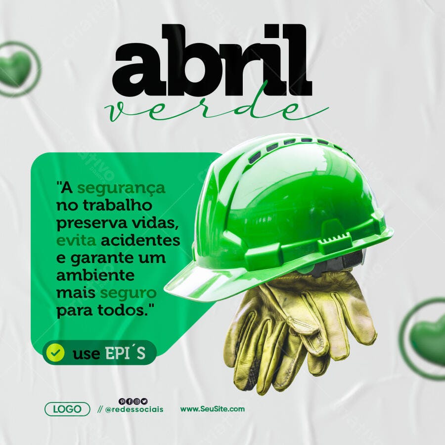 Flyer Abril Verde Segurança do Trabalho EPI Psd Editável