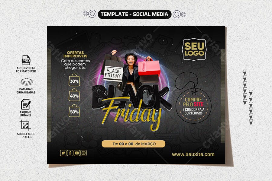 Flyer Digital para Black Friday PSD Editável