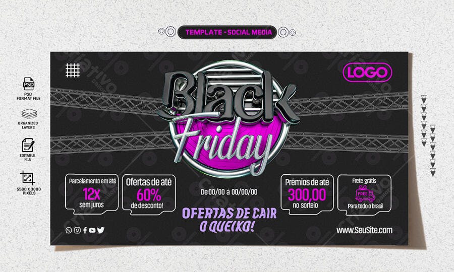 Post para Black Friday PSD Editável