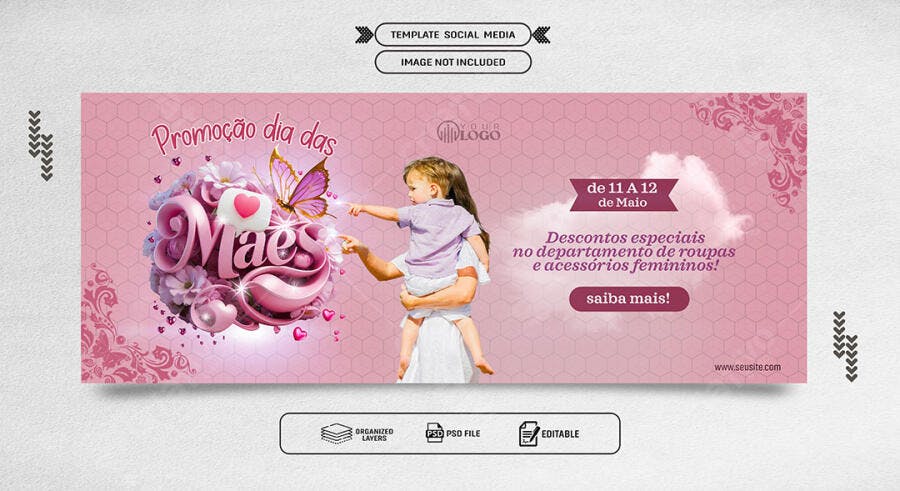 Post Social Media para Promoção Dia das Mães PSD Editável