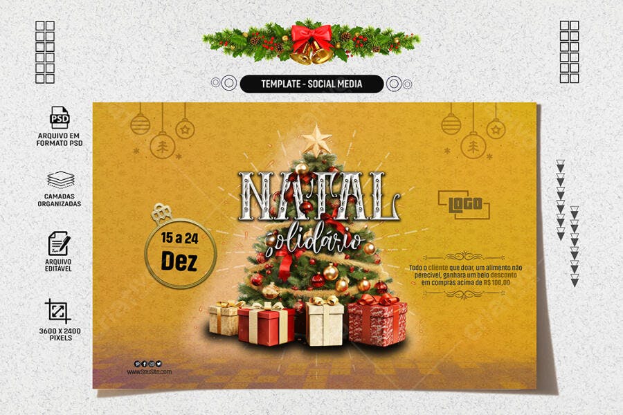 Post Social Media para Natal Solidário PSD Editável