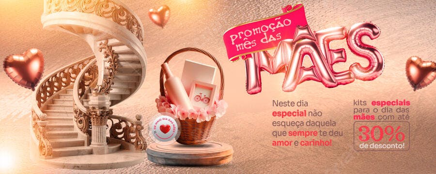 Flyer Promocional Mês das Mães Ofertas 30% Desconto PSD Editável