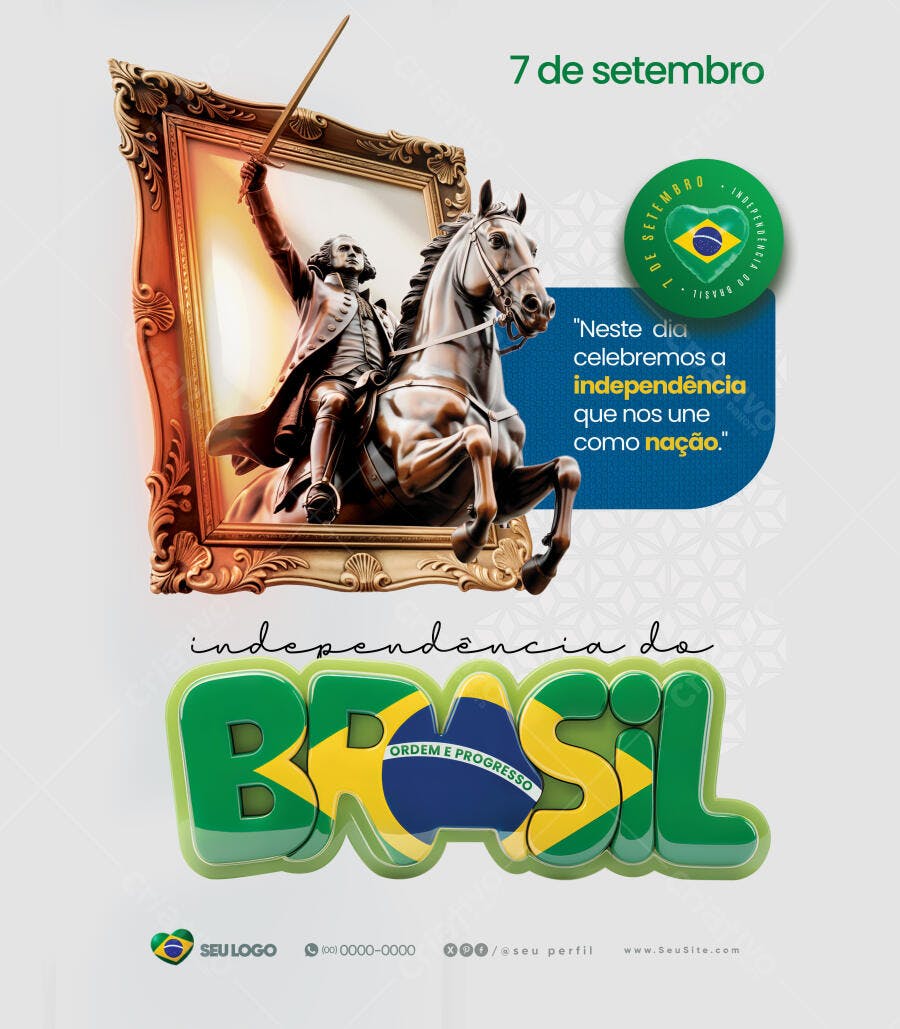 Flyer 7 de Setembro Independência do Brasil PSD Editável