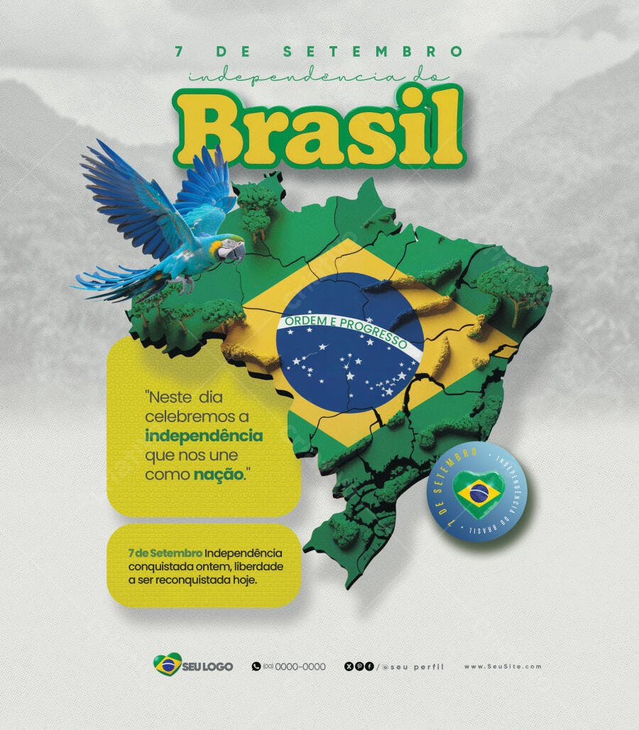 Flyer Social Media 7 de Setembro Independência Brasil PSD Editável