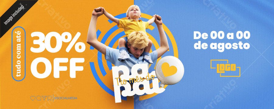Post de Promoção Mês do Pai com Pai e Filho PSD Editável