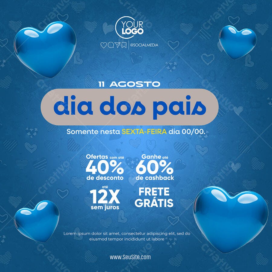Flyer Dia dos Pais com Ofertas e Descontos PSD Editável