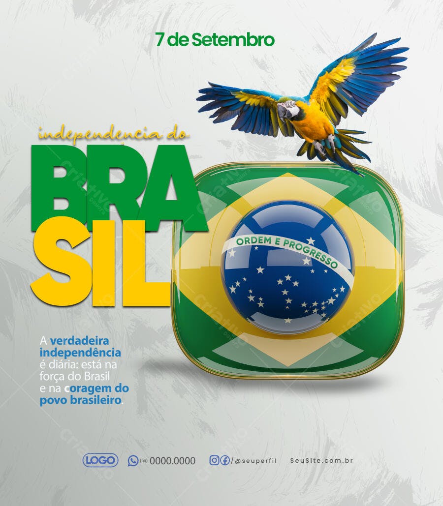 Flyer para a Independência do Brasil 7 de Setembro PSD Editável