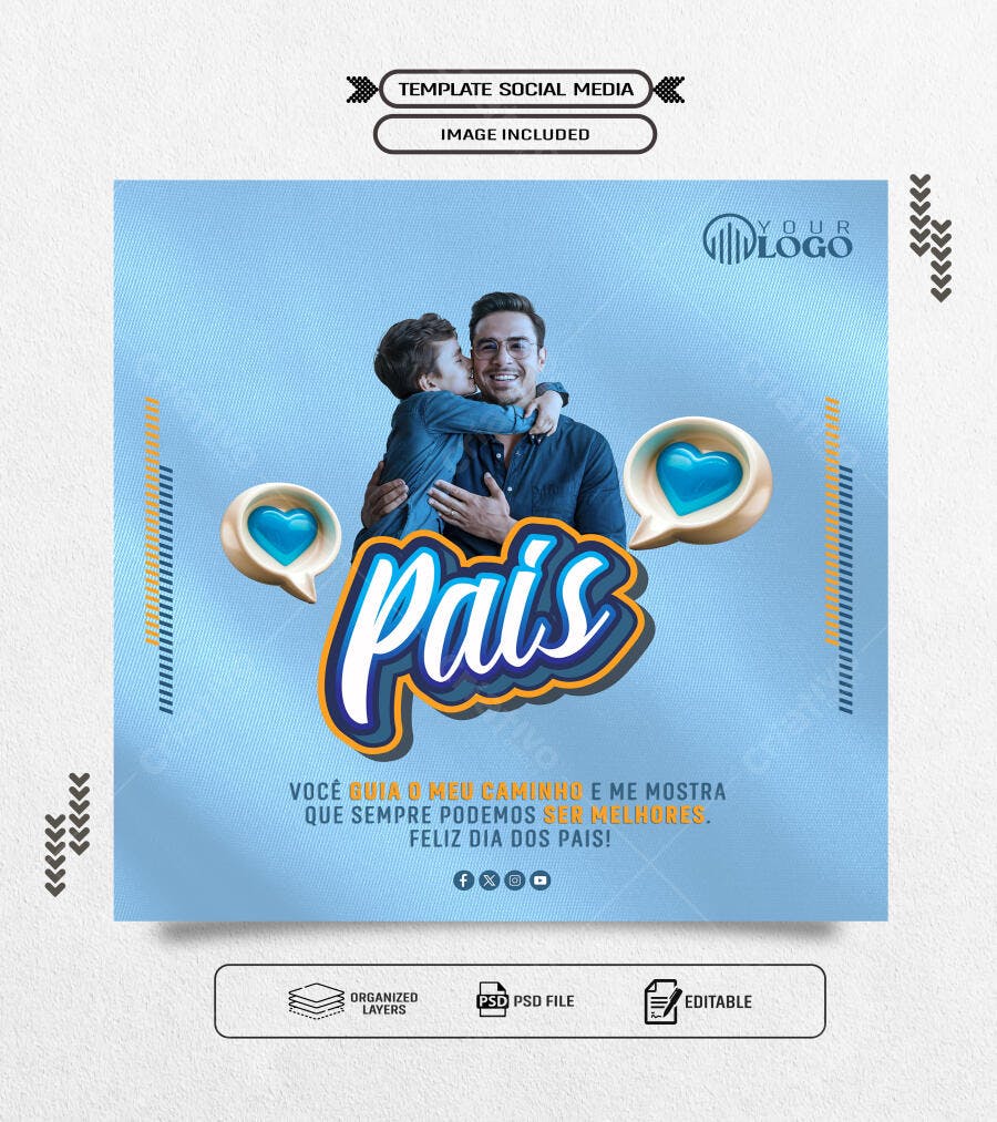 Flyer Dia dos Pais Pai Filho Guia PSD Editável