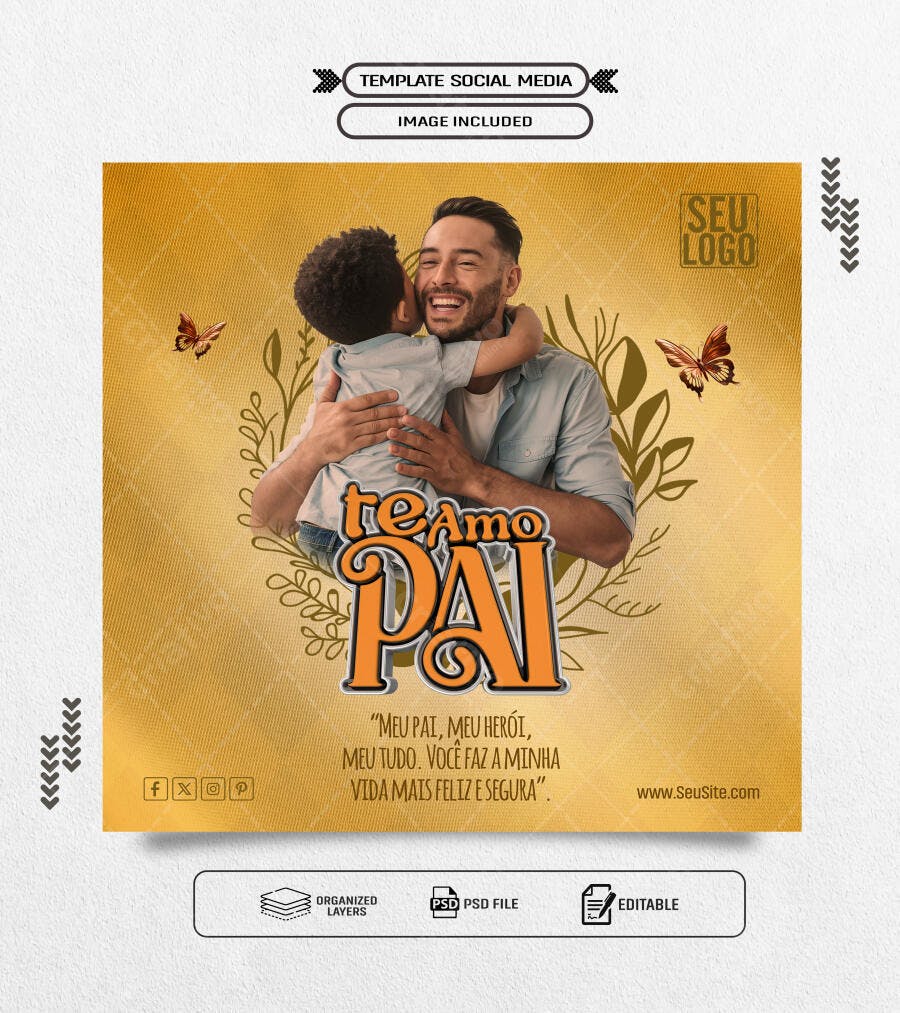 Flyer Dia dos Pais Te Amo Pai PSD Editável
