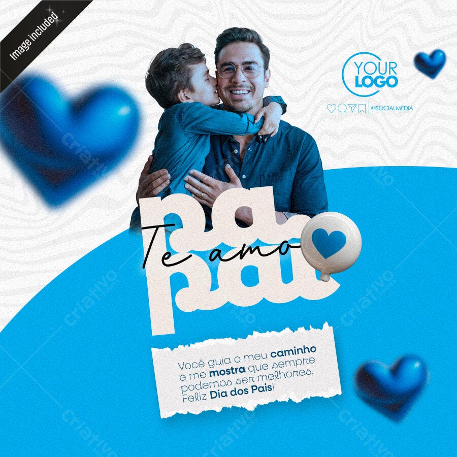 Post para Redes Sociais Dia dos Pais Abraço Pai e Filho PSD Editável