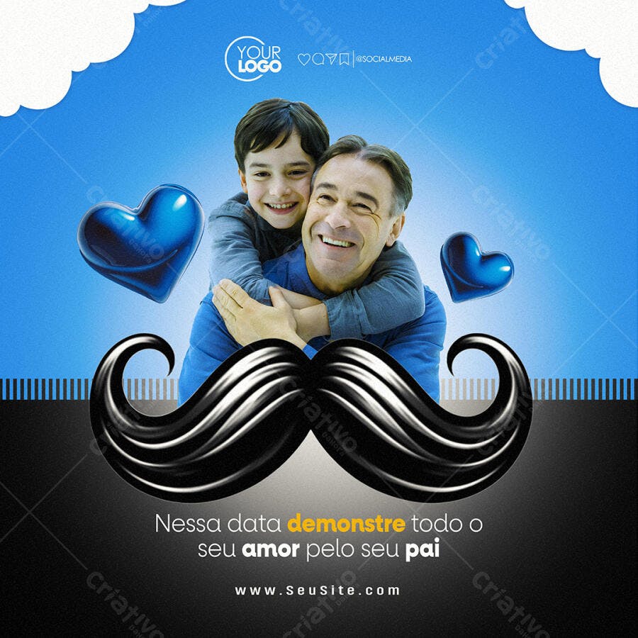Flyer Dia dos Pais Amor de Pai e Filho PSD Editável