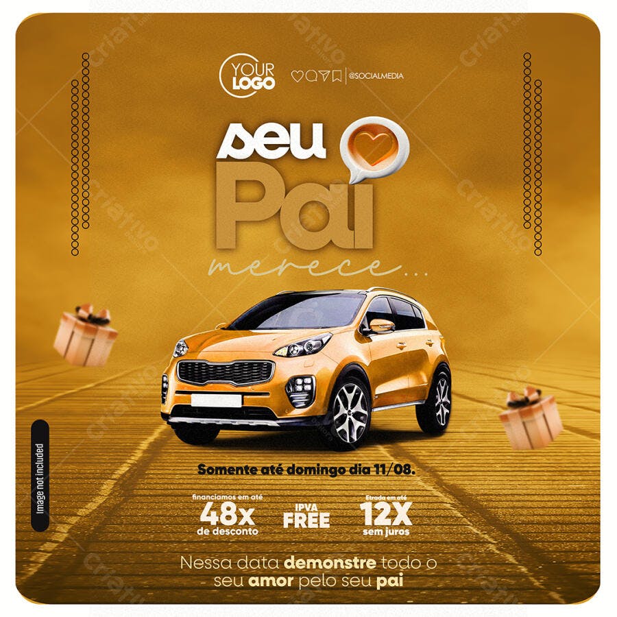 Flyer Dia dos Pais Seu Pai Merece Carro Amarelo PSD Editável