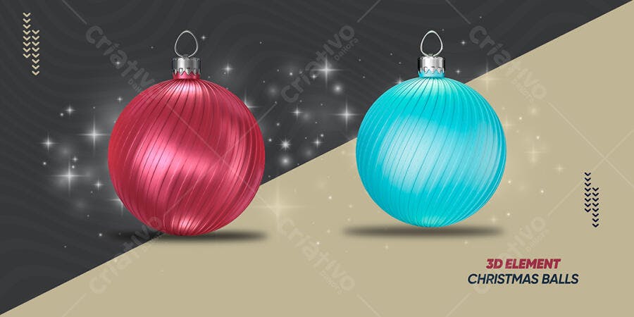 Elemento 3D Bolas de Natal Festivas PSD Editável