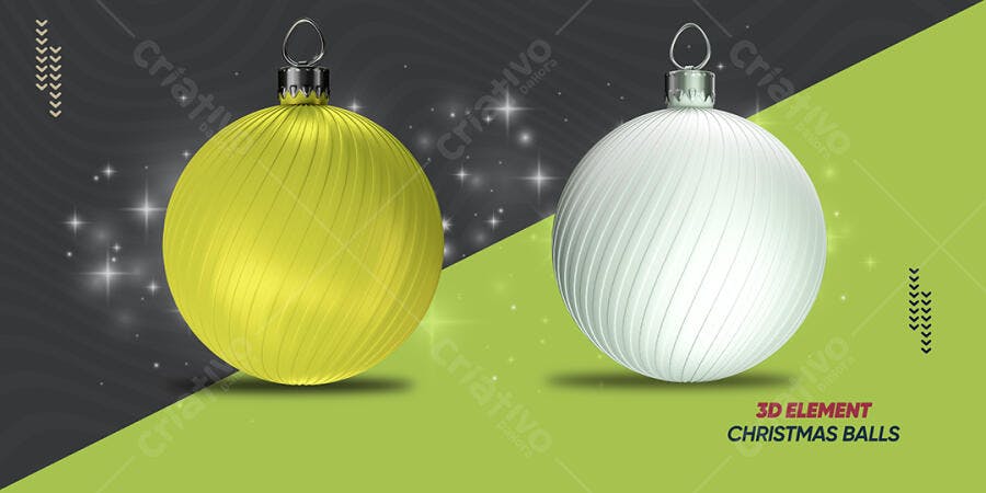 Elemento 3D Bolas de Natal Texturizadas PSD Editável