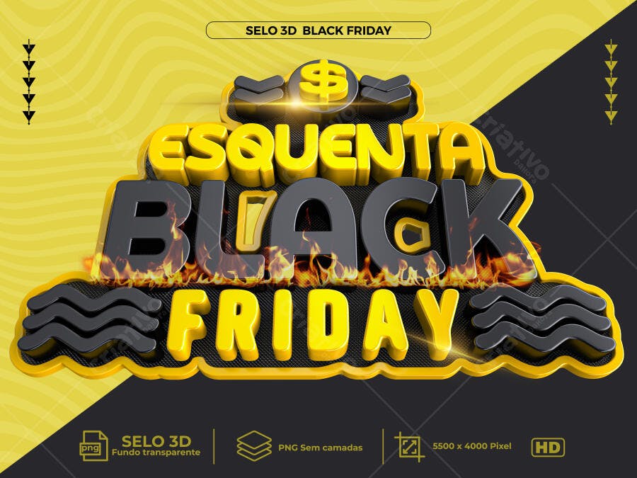 Título 3D Es esquenta Black Friday PSD Editável