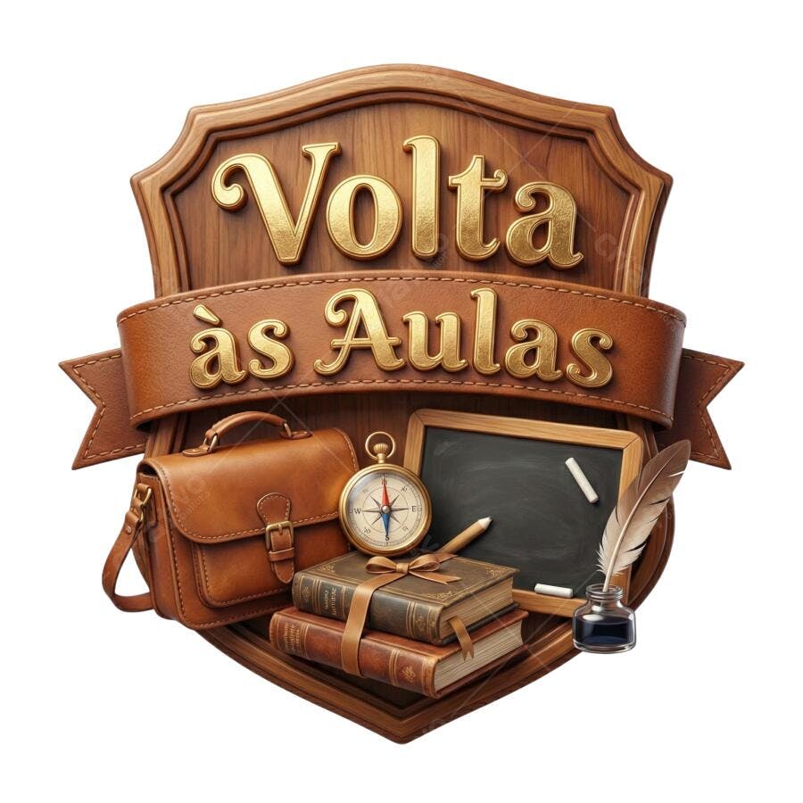 Selo Educacional Volta às Aulas com Livros e Bússola PSD Editável