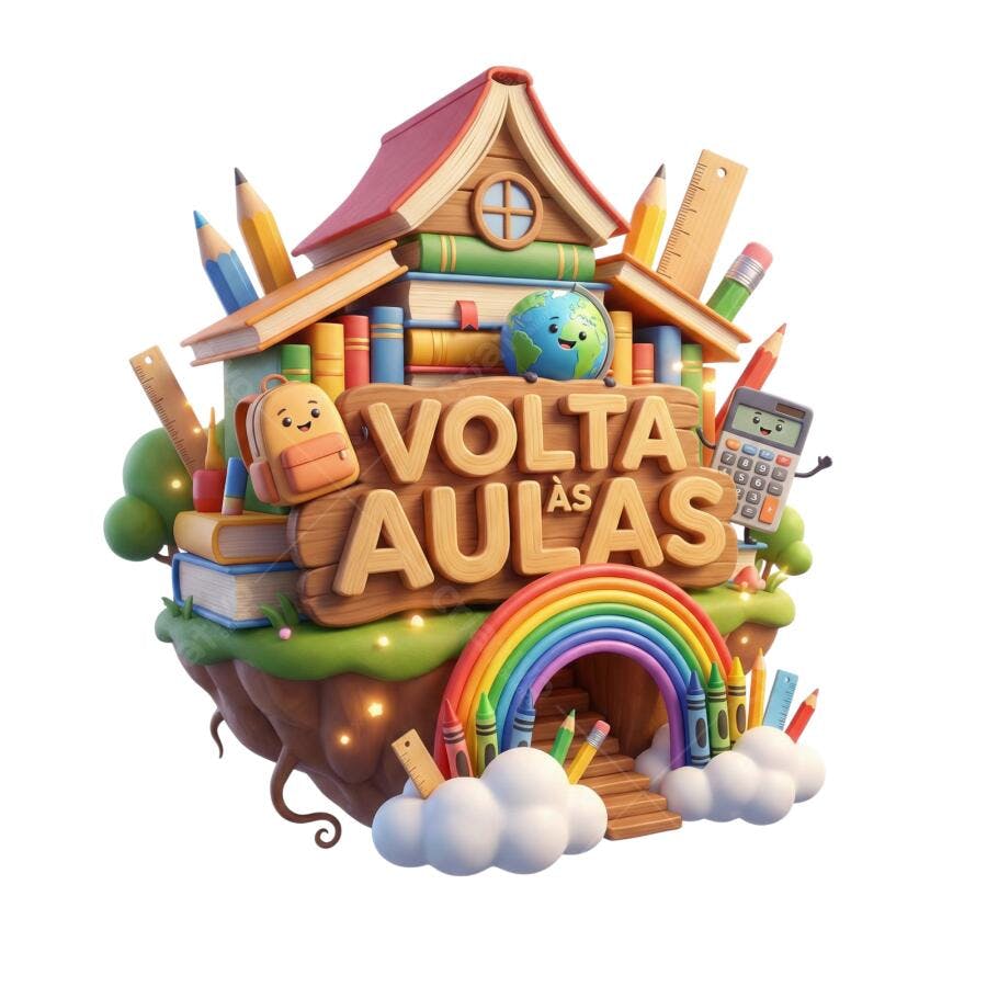 Banner Volta às Aulas Tema Escolar Educação Colorido PNG com fundo transparente