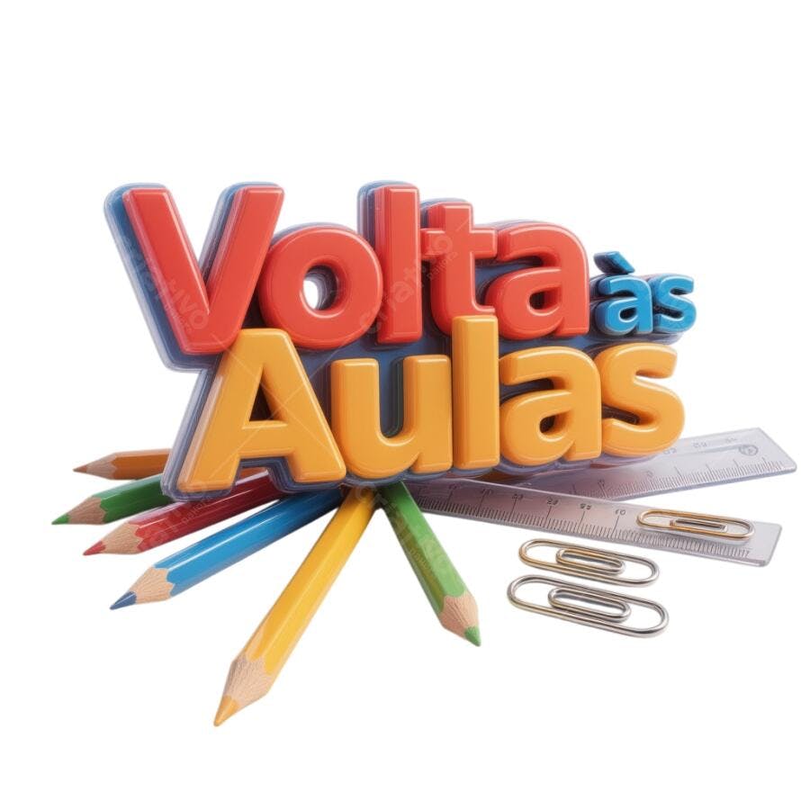 Ilustração 3D Volta às Aulas com lápis e régua coloridos PNG com fundo transparente