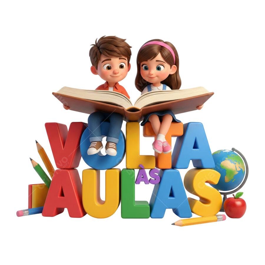 Ilustração Volta às Aulas Crianças Livro Colorido Mundial Lápis PNG com fundo transparente