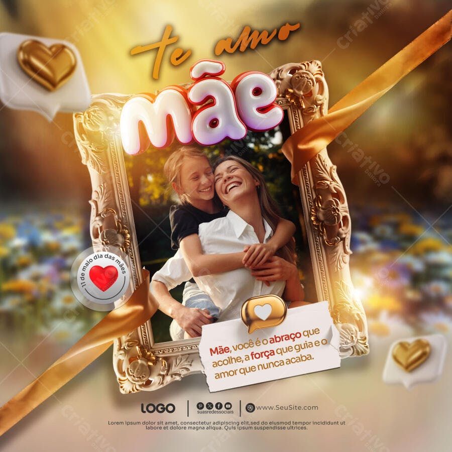 Post Instagram Te Amo Mãe Dia das Mães PSD Editável