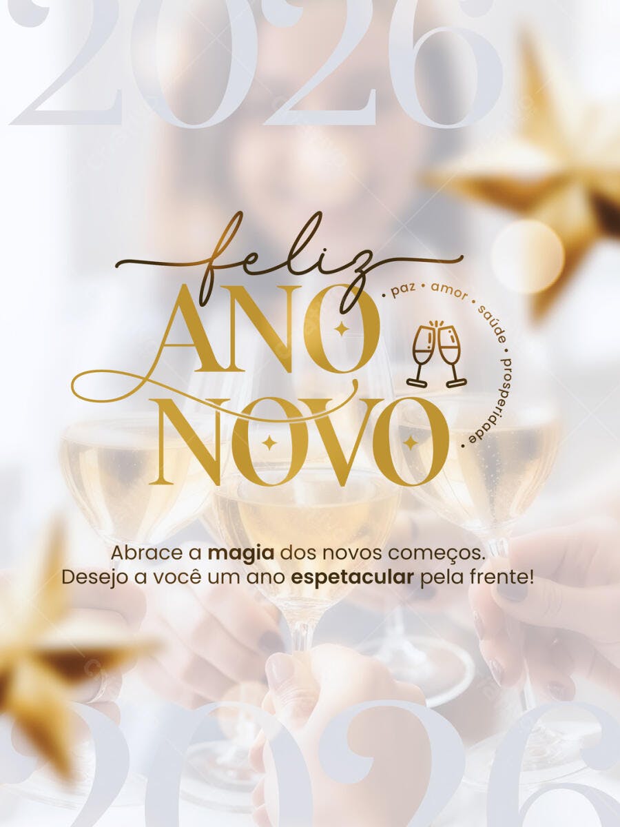 Flyer de Ano Novo 2026 para Celebração PSD Editável