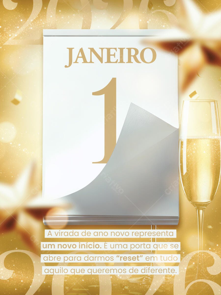 Flyer JANEIRO 1 Ano Novo Recomeço PSD Editável