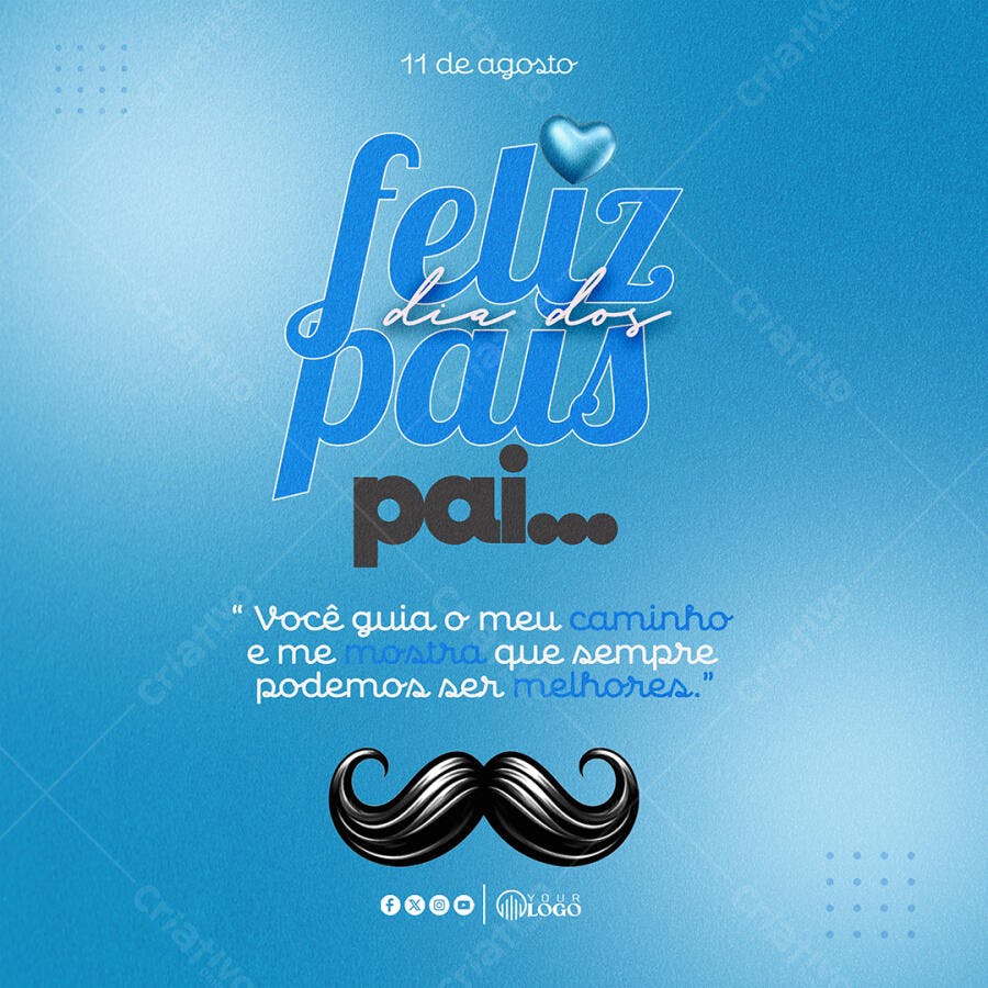Flyer Dia dos Pais com Mensagem e Bigode PSD Editável