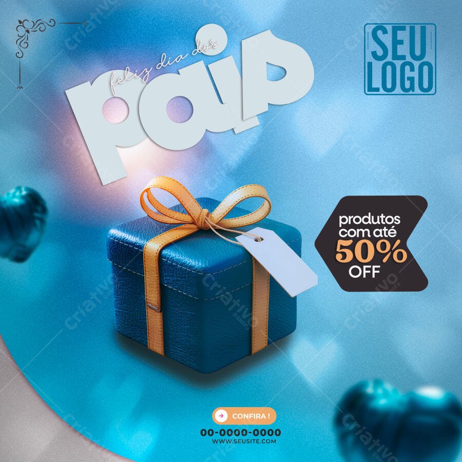 Flyer Dia dos Pais com Presente e Oferta PSD Editável