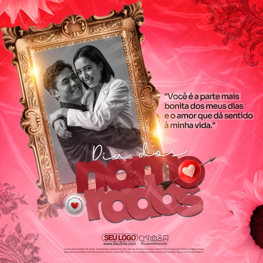 Flyer Dia dos Namorados Casal Romântico Elegante PSD Editável