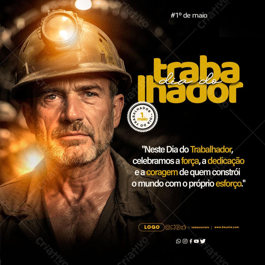 Flyer para Dia do Trabalhador 1º de Maio Homem Mineiro PSD Editável