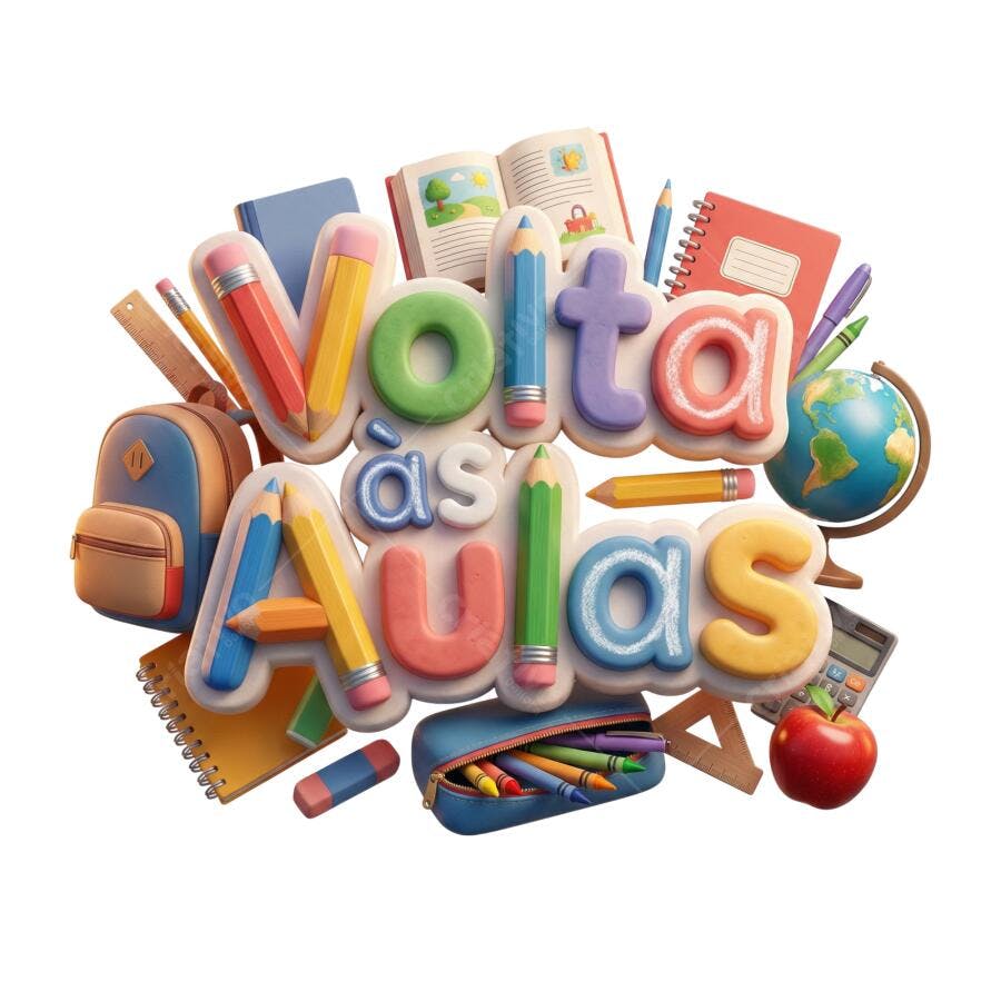 Ilustração 3D Volta às Aulas com lápis e materiais escolares coloridos PNG com fundo transparente
