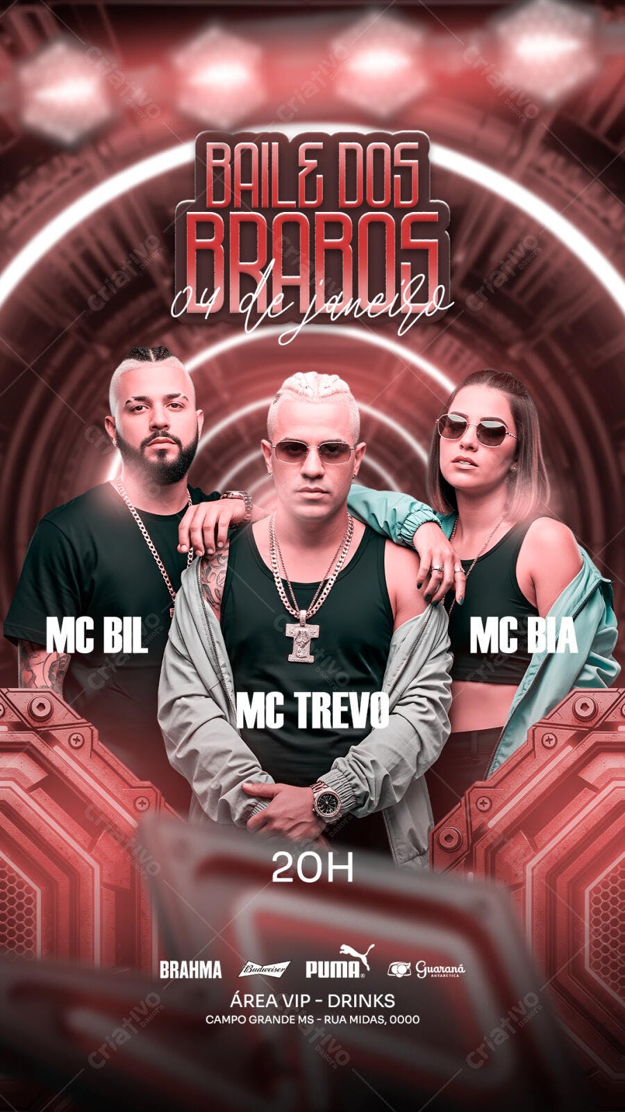 Flyer para Baile dos Brabos 04 de Janeiro PSD Editável